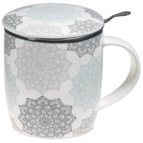 1 BOX Tee-Tasse mit Sieb, Mandala grau